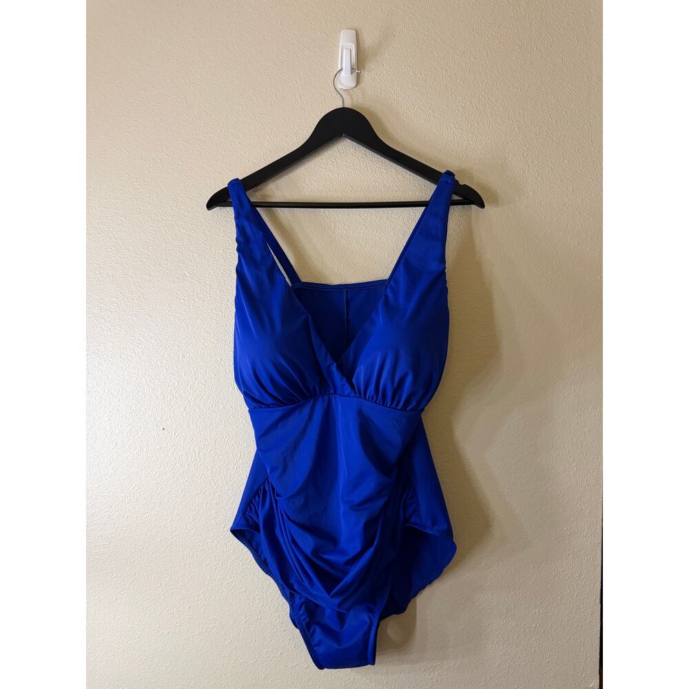 Trimshaper Averi Control One Piece Blue Swimsuit Women Size 18 Tummy Control